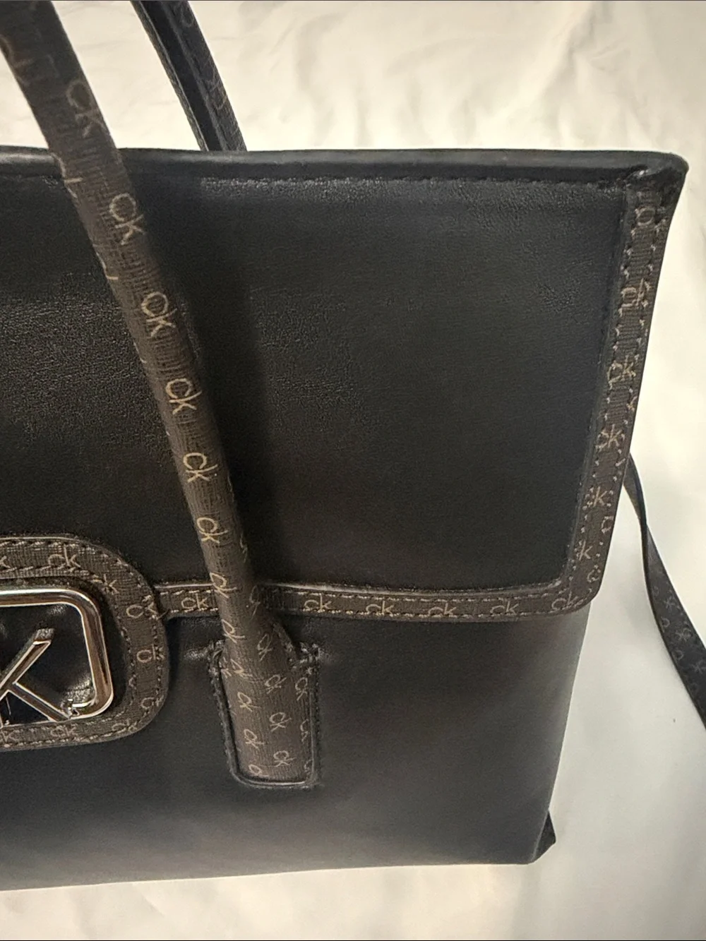 Calvin Klein Black Satchel with CK Logo Plaque